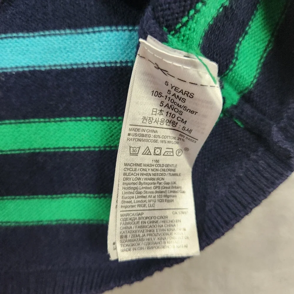 Baby Gap Y2K Multicolor Stripe Sweater Dress Toddler Girl Size 5T 2000s Knit